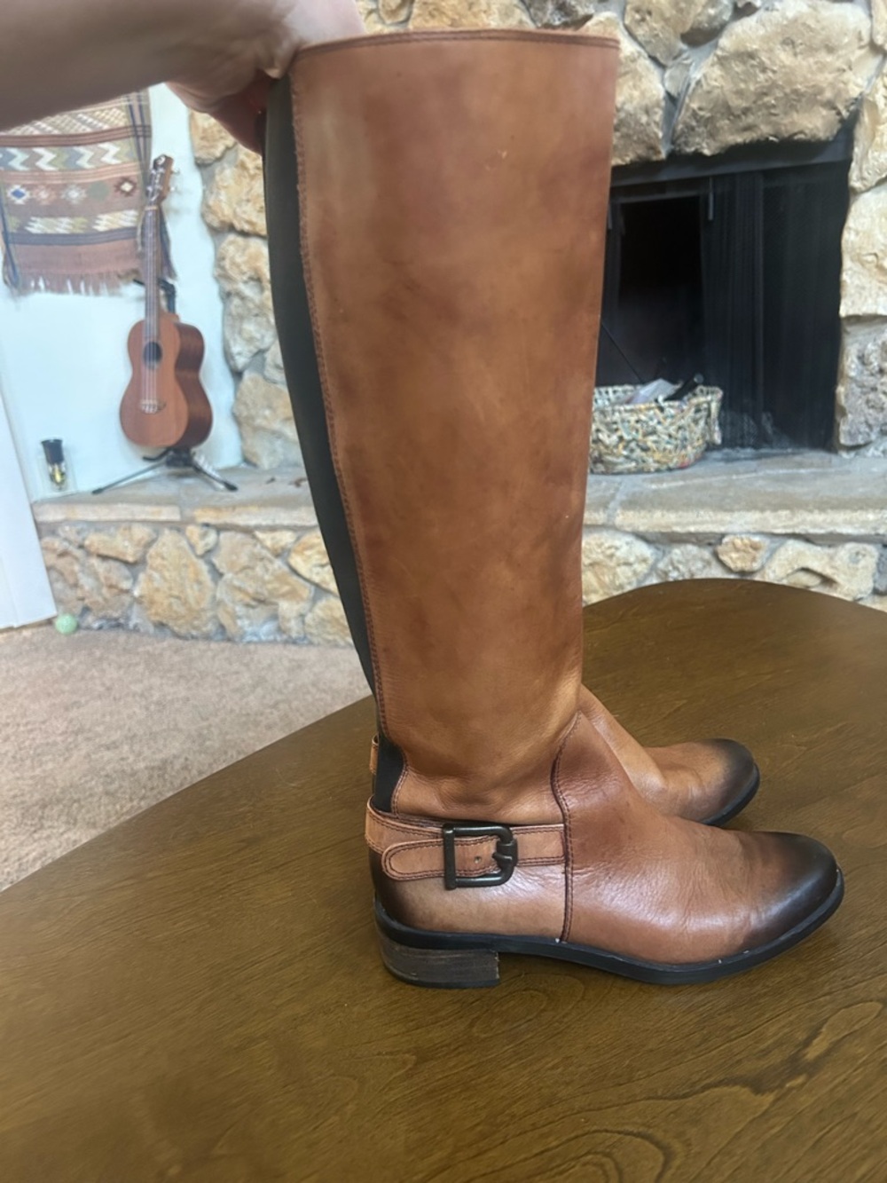 Vince Camuto Tall Leather Riding Boots in Cognac